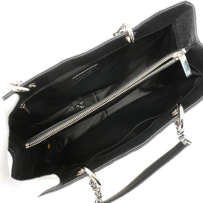 Chanel Chain Tote Quilted Caviar Leather Black Silver — view 4