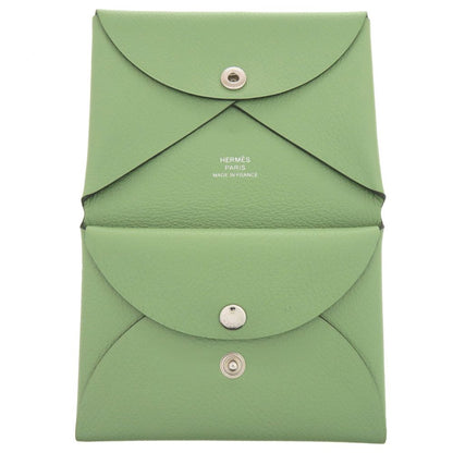 Hermes Calvi Duo Chevre Vert Cricket Card Case Green — view 5