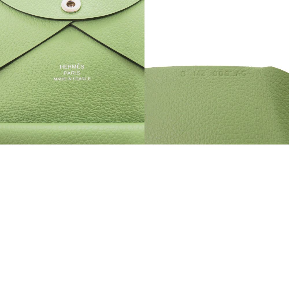 Hermes Calvi Duo Chevre Vert Cricket Card Case Green — view 7