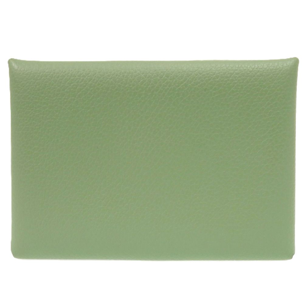 Hermes Calvi Duo Chevre Vert Cricket Card Case Green — view 2