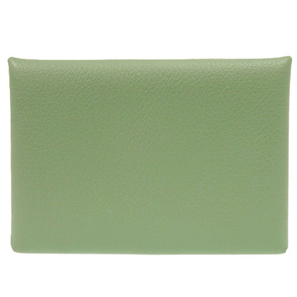 Hermes Calvi Duo Chevre Vert Cricket Card Case Green — view 2