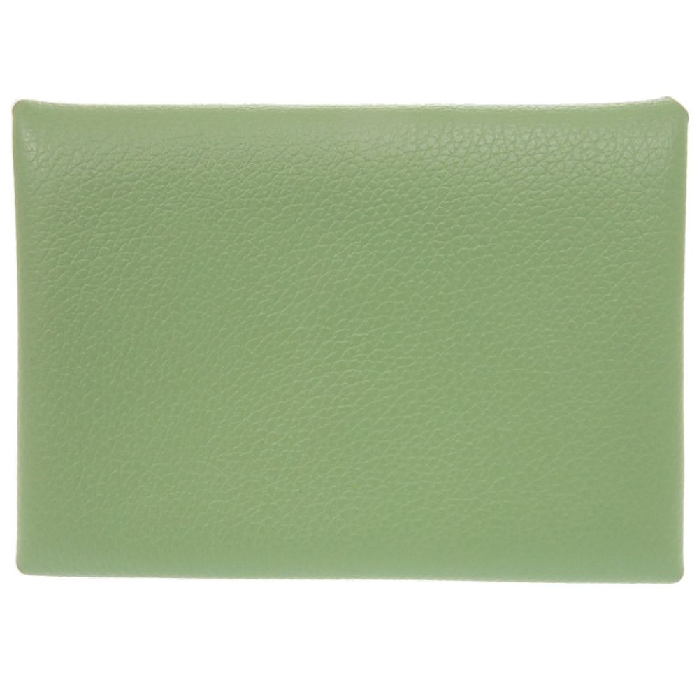 Hermes Calvi Duo Chevre Vert Cricket Card Case Green