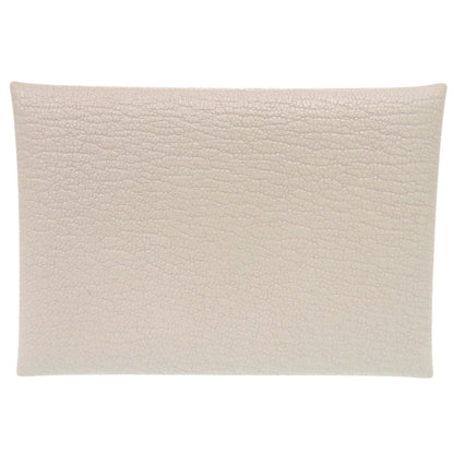 Hermes Calvi Duo Chevre Mushroom Card Case White — view 3