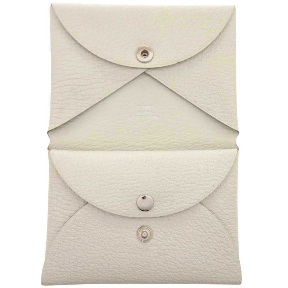 Hermes Calvi Duo Chevre Mushroom Card Case White — view 6