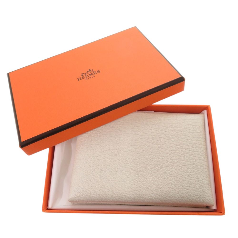 Hermes Calvi Duo Chevre Mushroom Card Case White — view 2