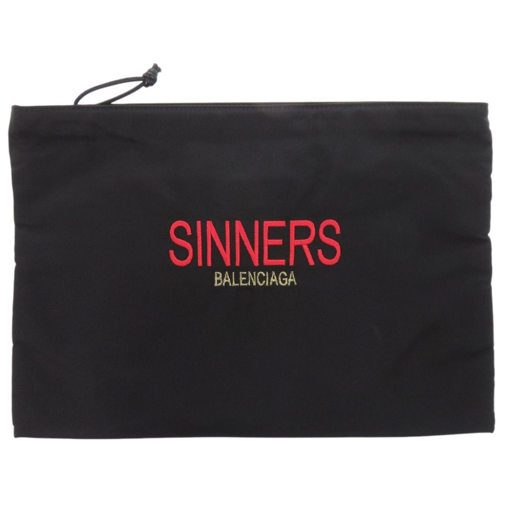 Balenciaga Logo Nylon Black Pouch Clutch