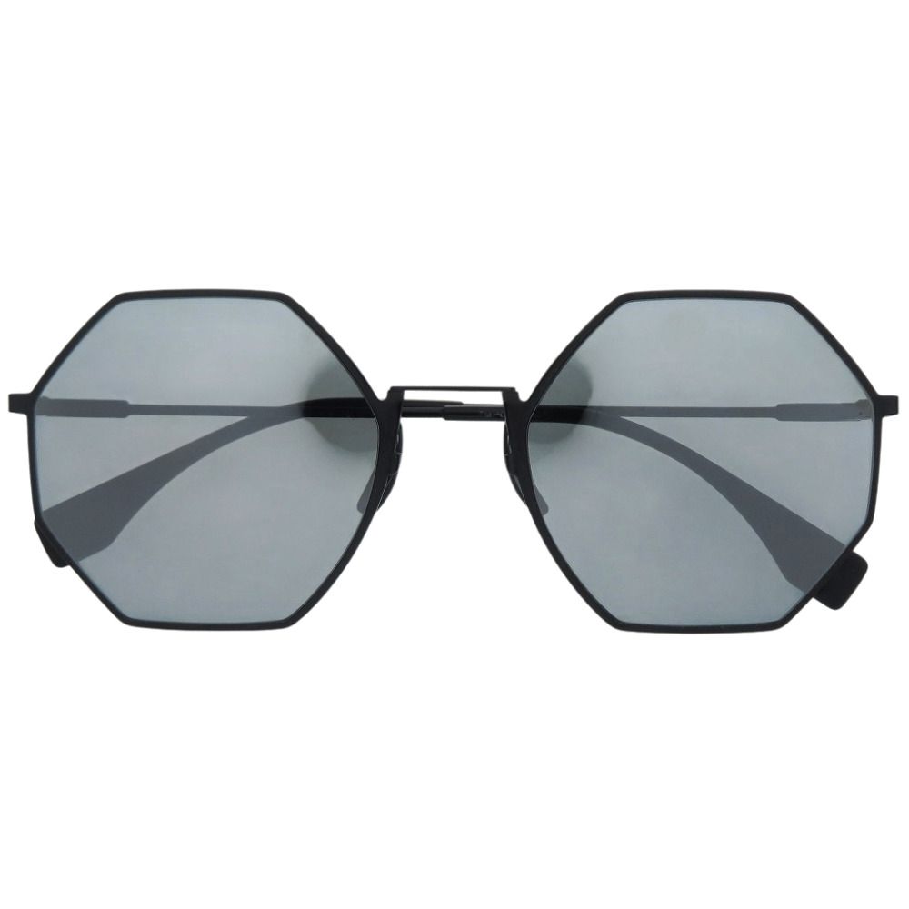 Fendi Octagon Mirror Lens S Metal Black Sunglasses Eyewear