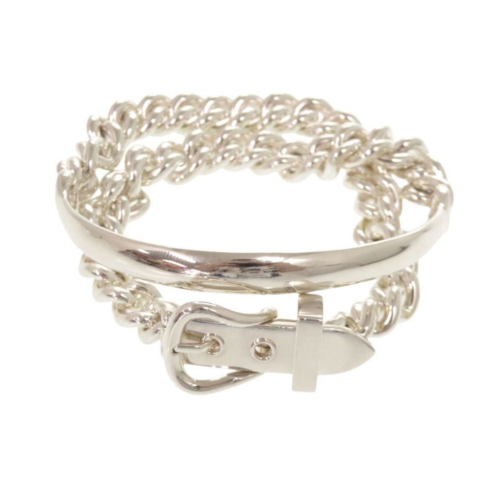 Hermes Boucles Sellier Inflexible Double Tour 14 925 Sterling Silver Bracelet