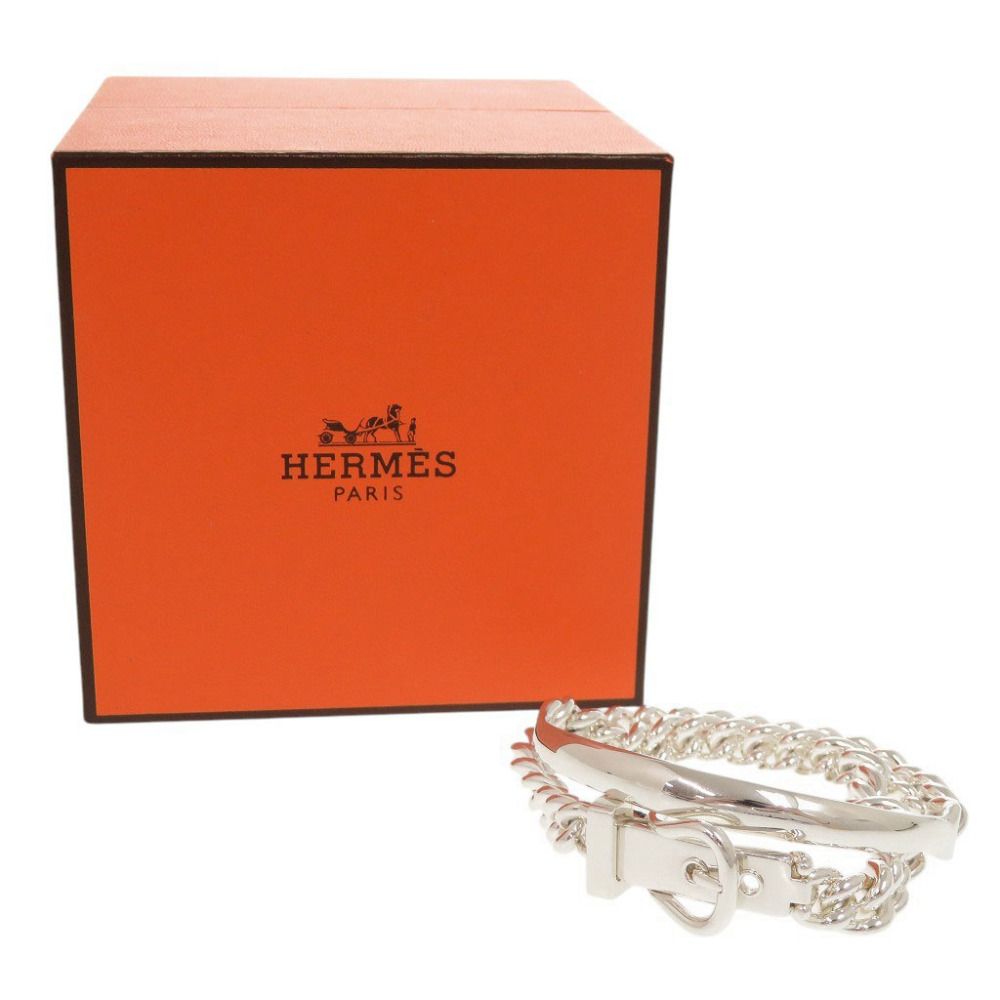 Hermes Boucles Sellier Inflexible Double Tour 14 925 Sterling Silver Bracelet — view 2