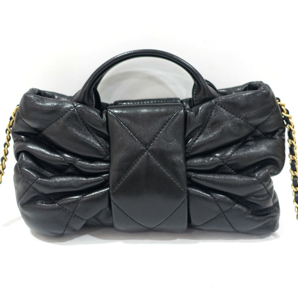 Chanel Mini Bow Bag Lambskin Black Gold — view 2