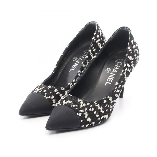 Chanel Pumps CC Logo Faux Pearl Fabric Heels