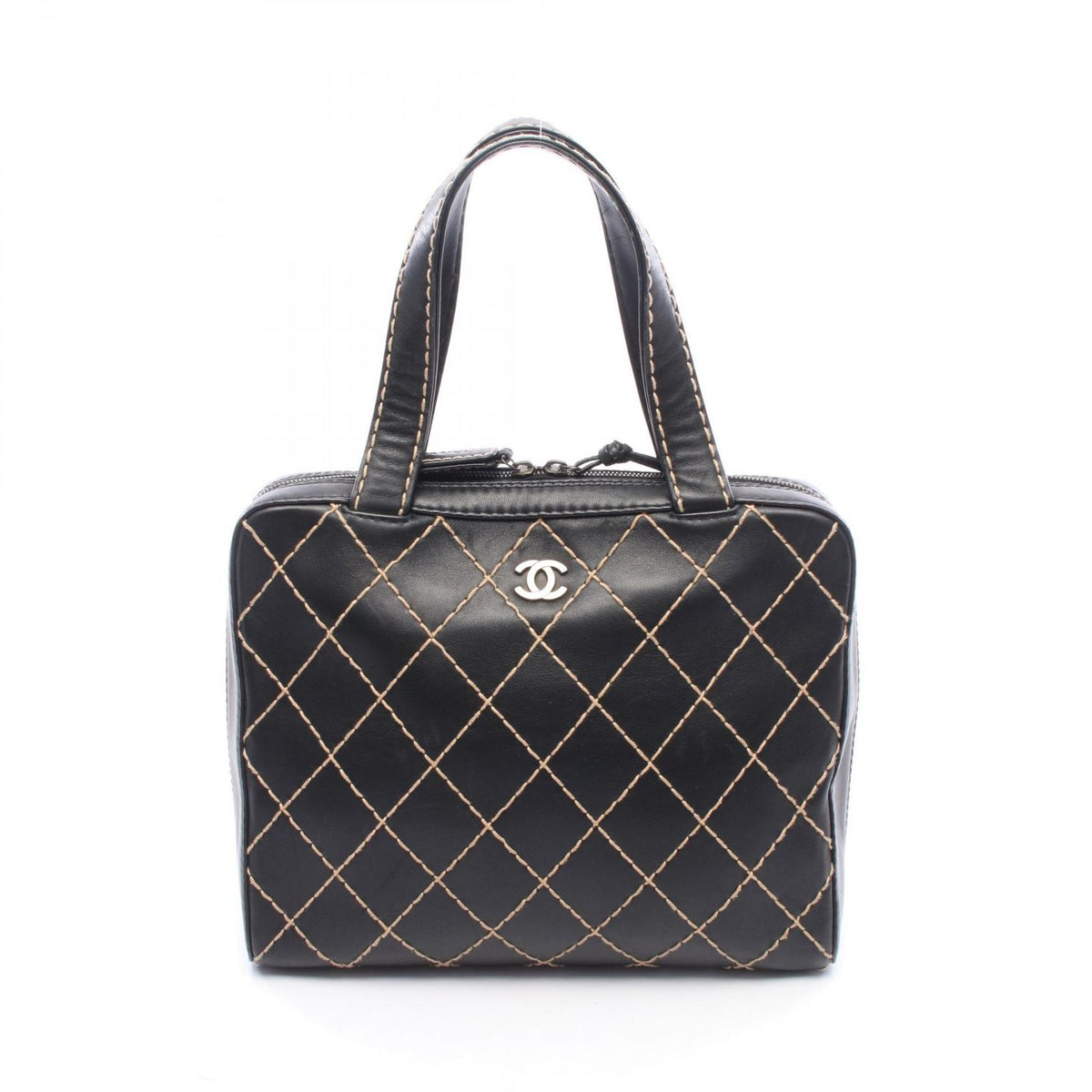 Chanel Tote Bag Wild Stitch Black Leather