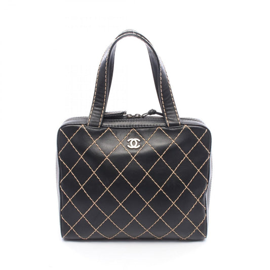 Chanel Tote Bag Wild Stitch Black Leather
