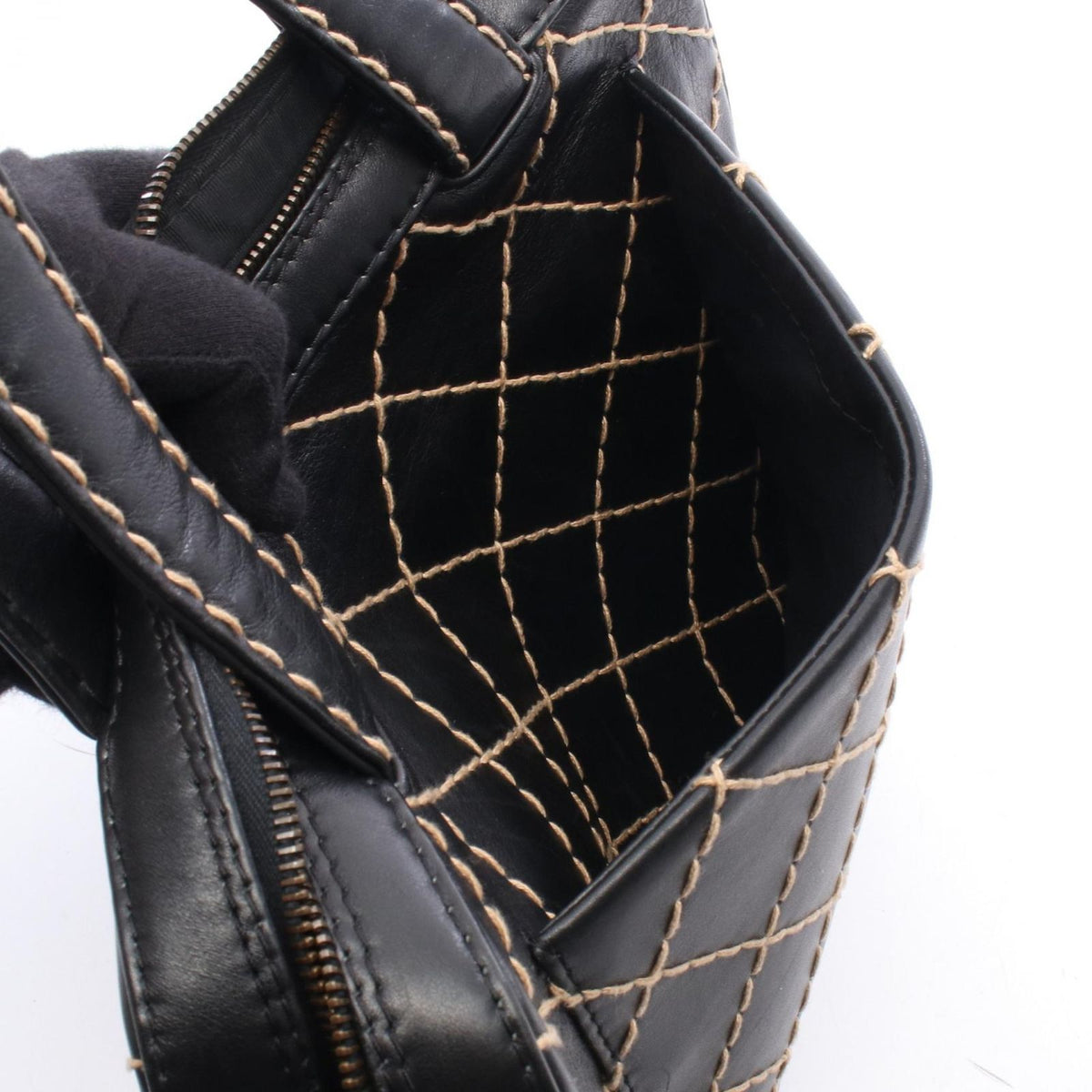 Chanel Tote Bag Wild Stitch Black Leather — view 6