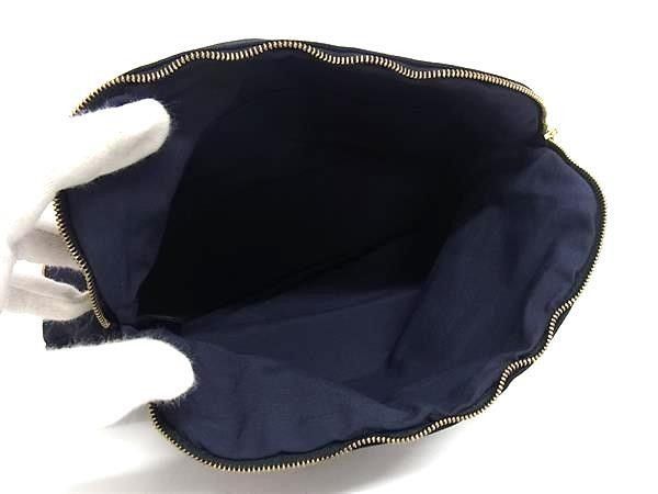 Hermes Pouch Bolide 25 Navy Canvas Makeup Gold — view 3