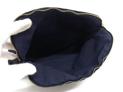 Hermes Pouch Bolide 25 Navy Canvas Makeup Gold — view 3