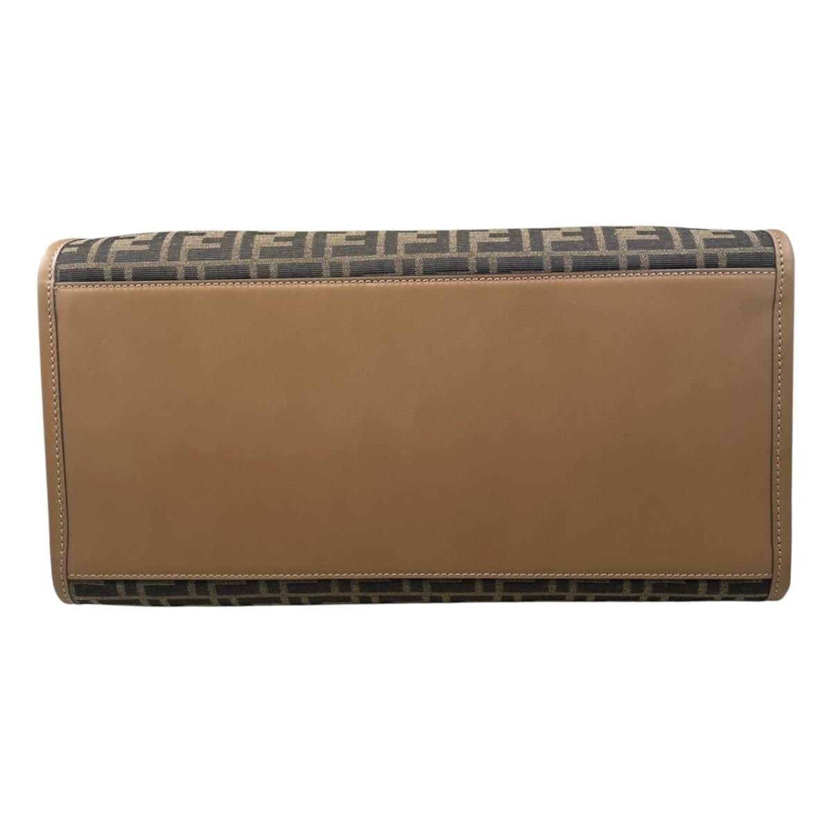Fendi Tote Large Alvy Leather FF Jacquard Logo Brown Gold — view 5