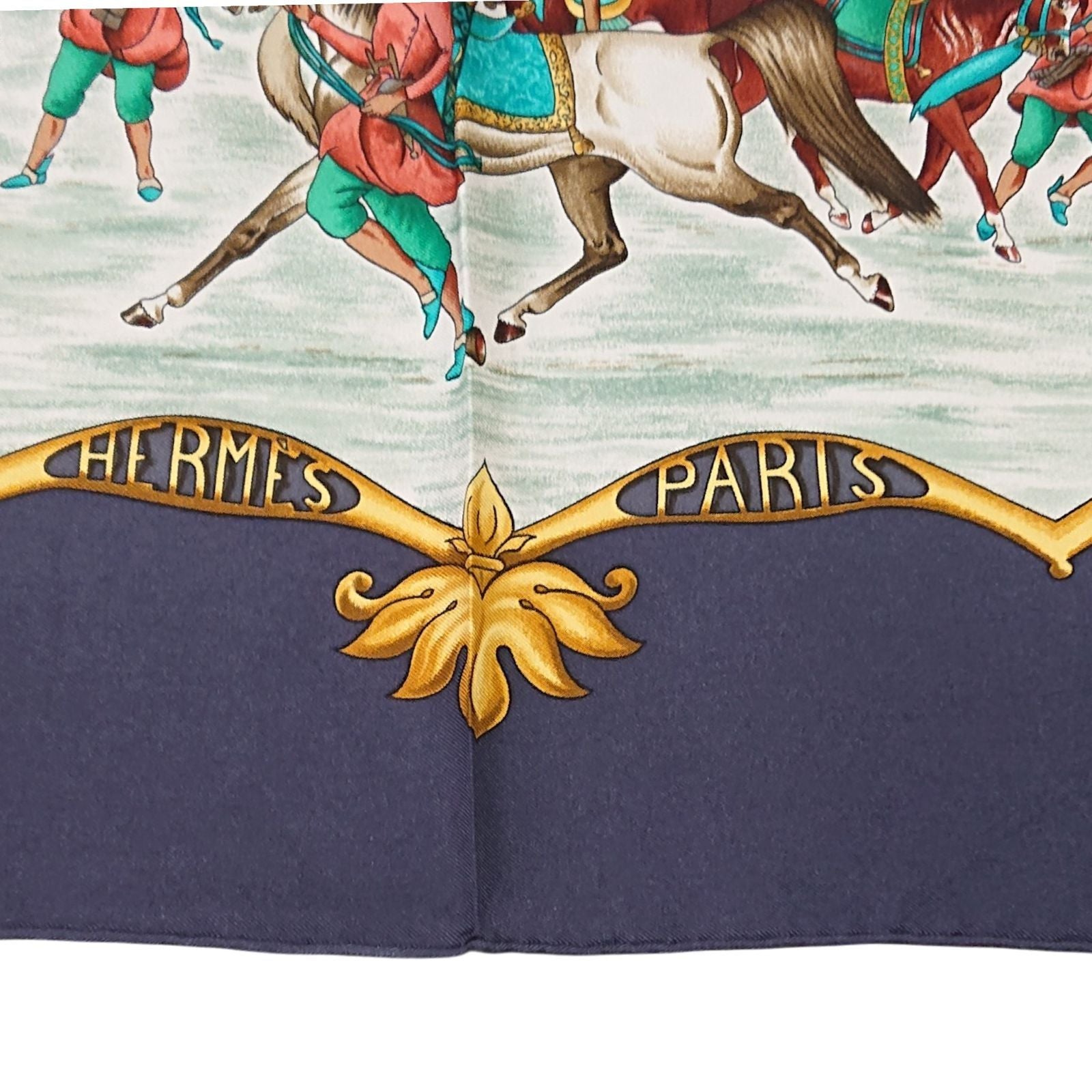 Hermes Carre 90 les Chevaux Des Moghols Silk Scarf Gray 1993 — view 6