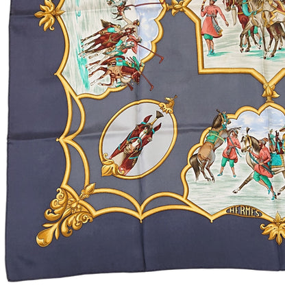 Hermes Carre 90 les Chevaux Des Moghols Silk Scarf Gray 1993 — view 2