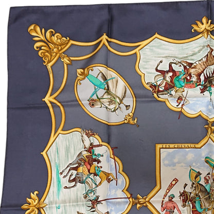 Hermes Carre 90 les Chevaux Des Moghols Silk Scarf Gray 1993 — view 5