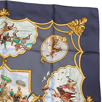 Hermes Carre 90 les Chevaux Des Moghols Silk Scarf Gray 1993 — view 4