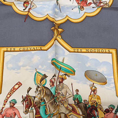 Hermes Carre 90 les Chevaux Des Moghols Silk Scarf Gray 1993 — view 8
