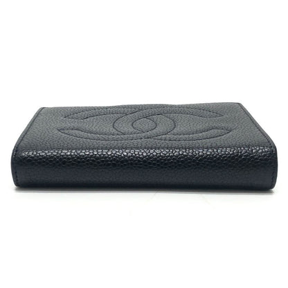 Chanel CC Logo Stitch Caviar Leather Black Wallet — view 5