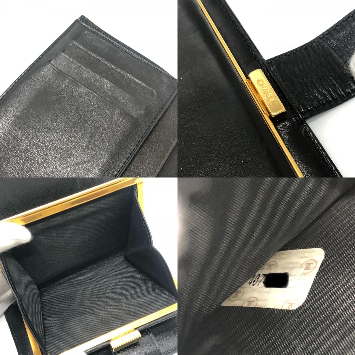 Chanel CC Logo Stitch Caviar Leather Black Wallet — view 8