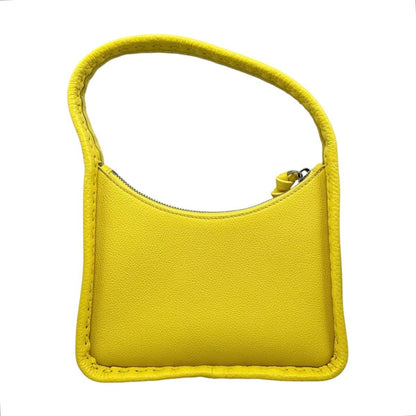Fendi Handbag Small Leather Selleria Logo Yellow Silver — view 2