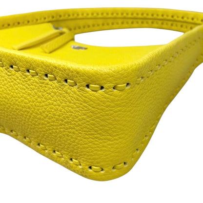 Fendi Handbag Small Leather Selleria Logo Yellow Silver — view 7