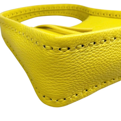 Fendi Handbag Small Leather Selleria Logo Yellow Silver — view 6