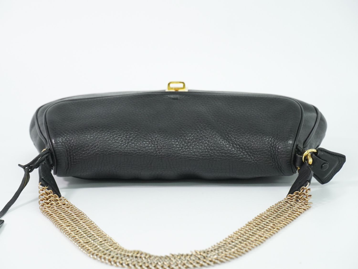 Prada Turnlock Chain Shoulder Bag Leather Black Second — view 5