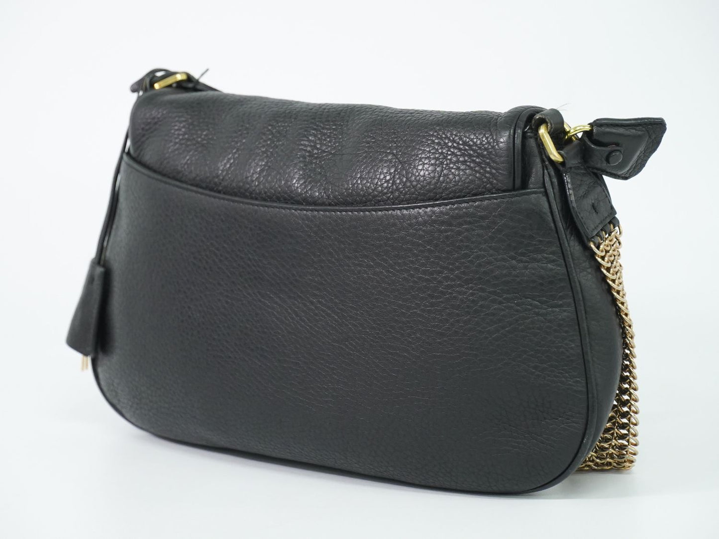 Prada Turnlock Chain Shoulder Bag Leather Black Second — view 2