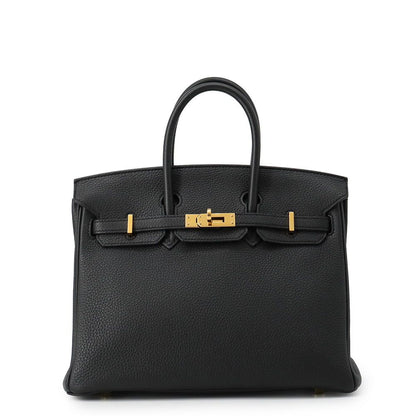 Hermes Birkin 25 Black Gold Togo Handbag
