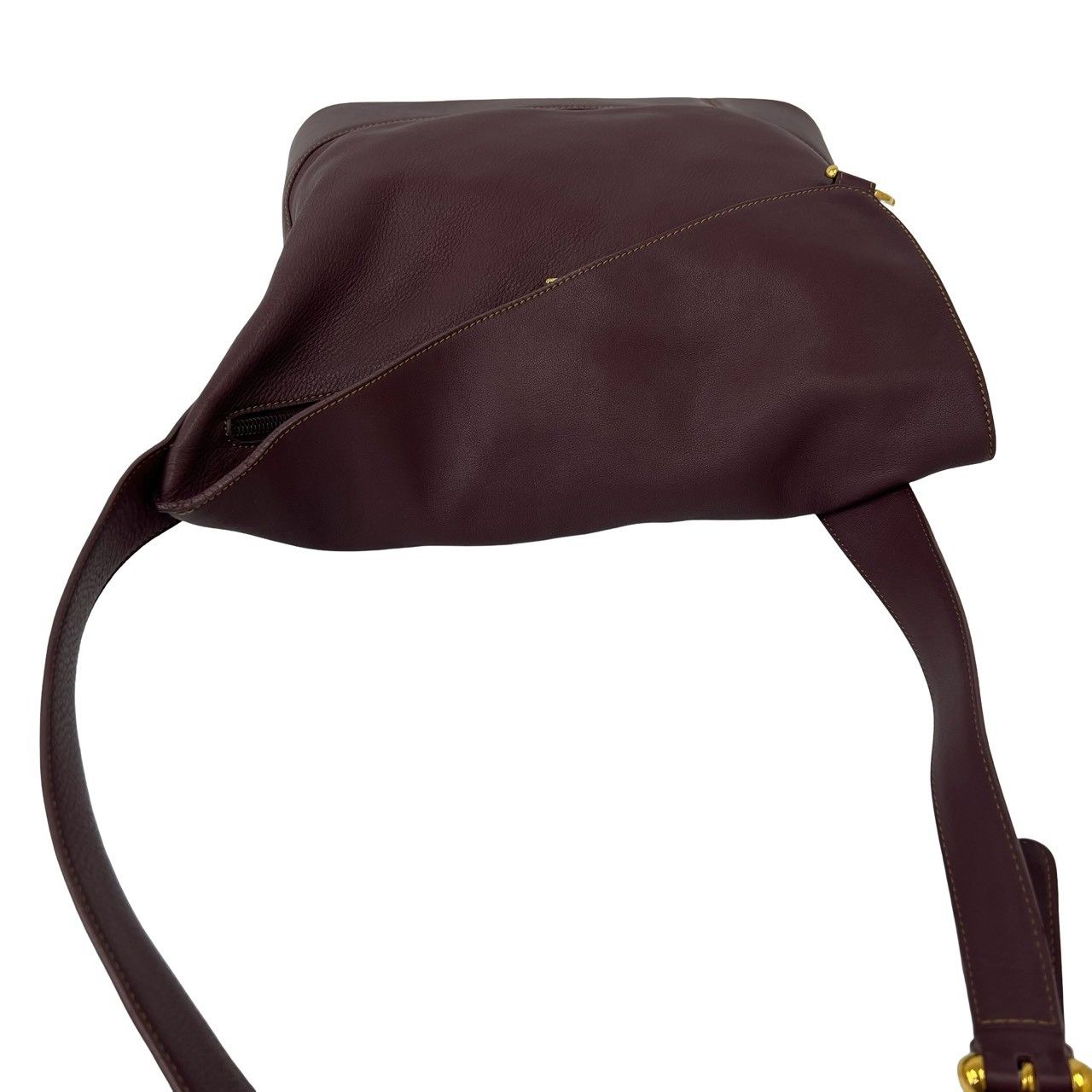 Loewe Vintage Anton Logo Leather Shoulder Bag Wine — view 4