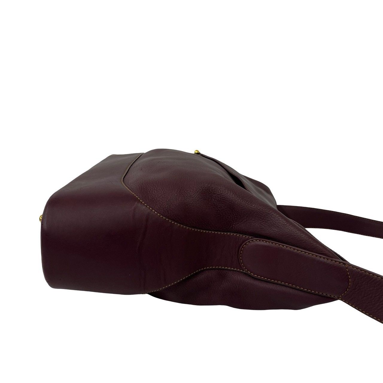 Loewe Vintage Anton Logo Leather Shoulder Bag Wine — view 6