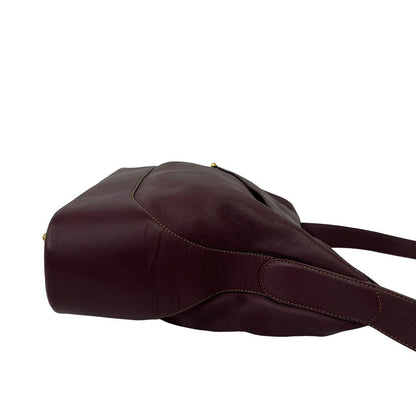 Loewe Vintage Anton Logo Leather Shoulder Bag Wine — view 6