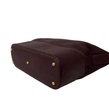 Loewe Vintage Anton Logo Leather Shoulder Bag Wine — view 8