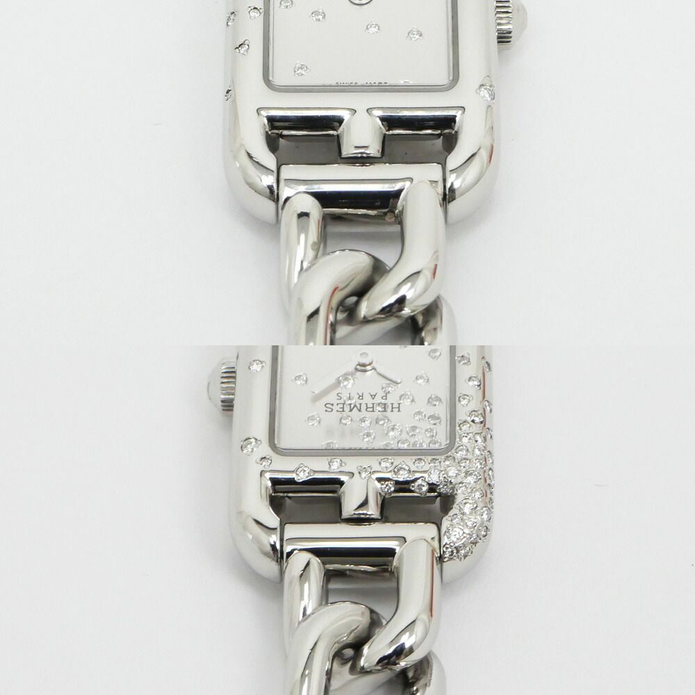 Hermes Dearman SS Diamond Silver Dial Quartz Watch — view 6