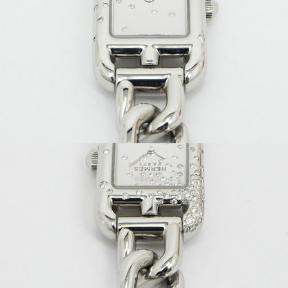 Hermes Dearman SS Diamond Silver Dial Quartz Watch — view 6