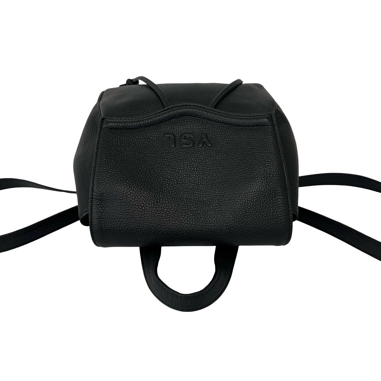 Saint Laurent Vintage YSL Logo Leather Drawstring Backpack Black — view 4