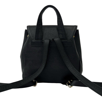 Saint Laurent Vintage YSL Logo Leather Drawstring Backpack Black — view 3