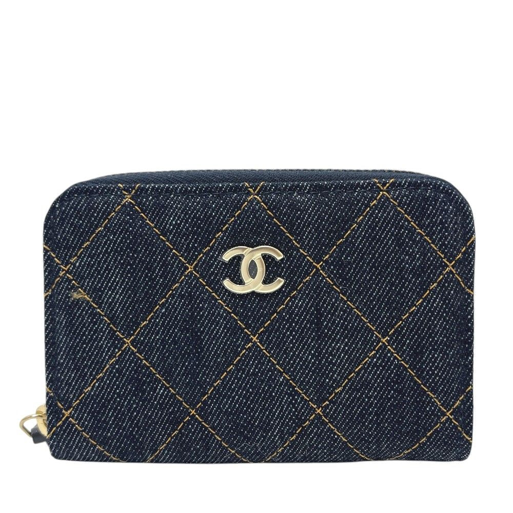 Chanel Coin Case Classic Zip Purse Denim Blue