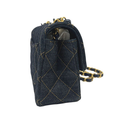 Chanel Shoulder Bag Quilted Mini 20 Denim Indigoblue Blue — view 3