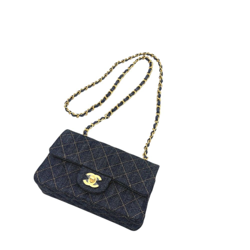 Chanel Shoulder Bag Quilted Mini 20 Denim Indigoblue Blue — view 5
