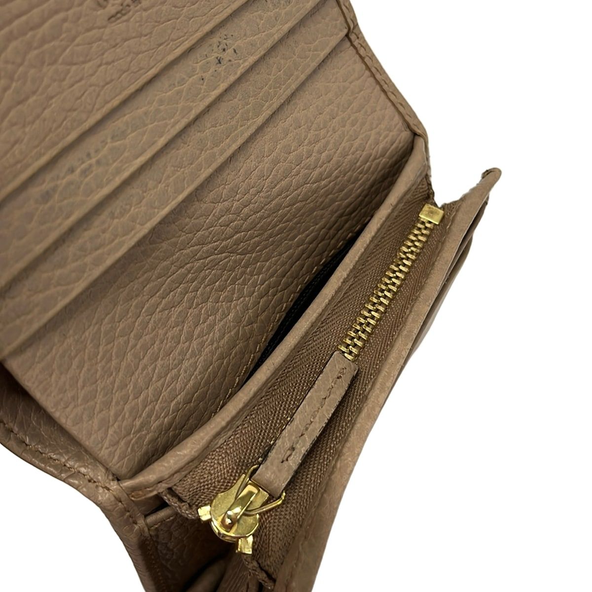 Gucci 2 Folding Wallet GG Marmont Gray Beige Leather — view 4