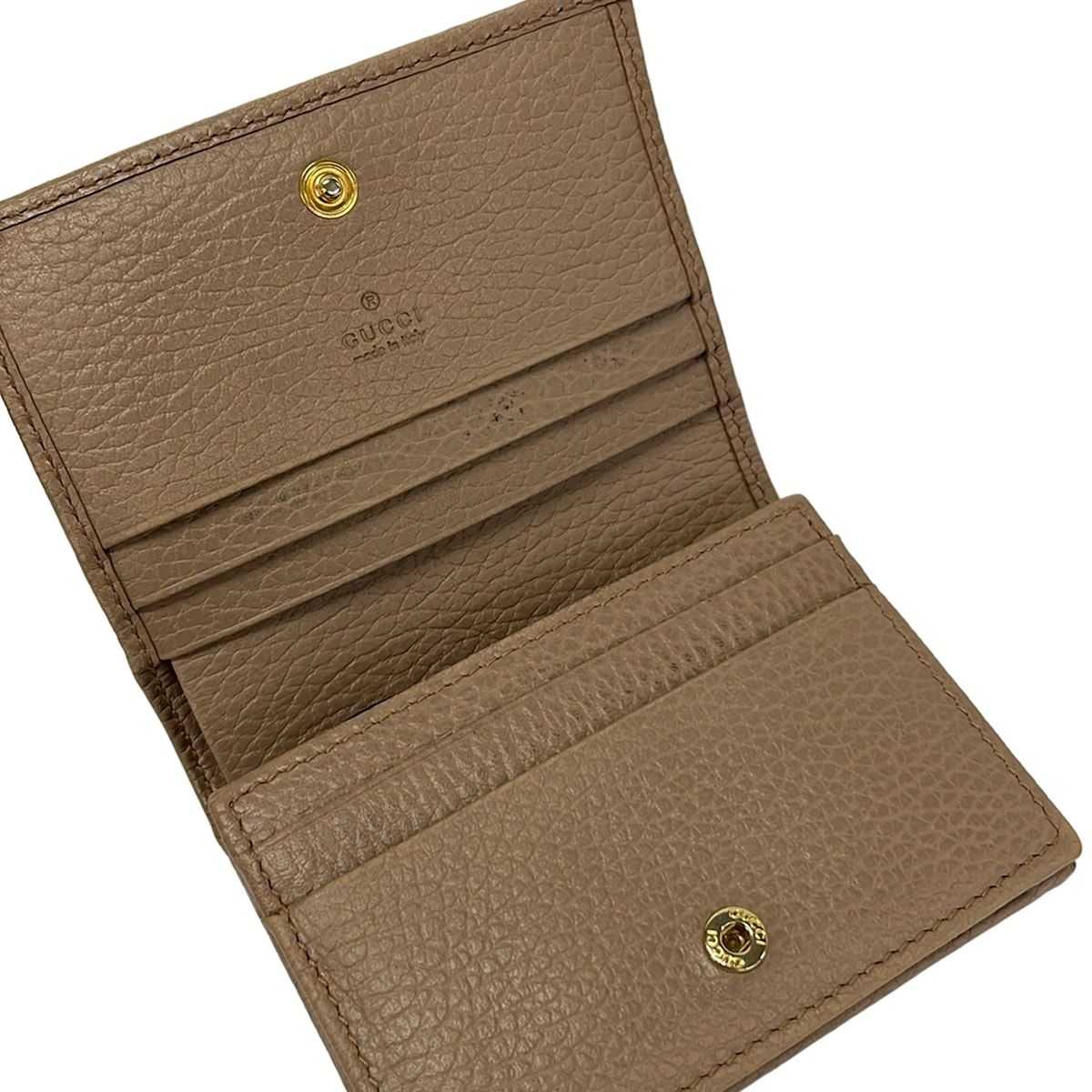 Gucci 2 Folding Wallet GG Marmont Gray Beige Leather — view 3