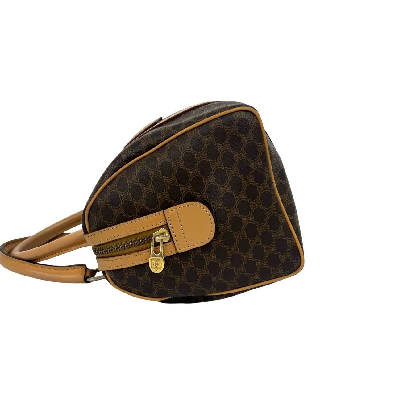 Celine Vintage Macadam Brazon Triomphe Leather Mini Boston Bag Brown — view 5