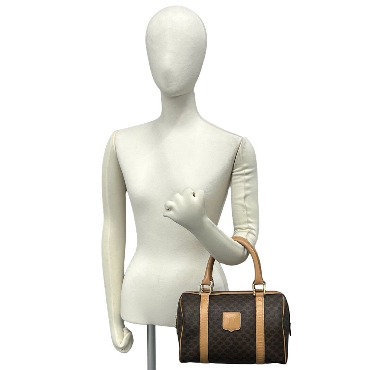 Celine Vintage Macadam Brazon Triomphe Leather Mini Boston Bag Brown — view 2
