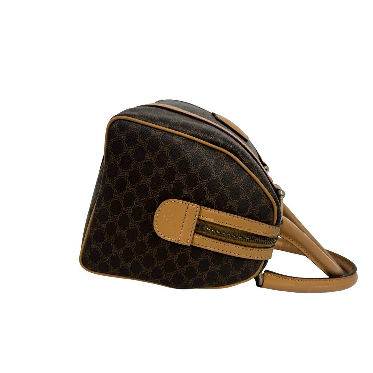 Celine Vintage Macadam Brazon Triomphe Leather Mini Boston Bag Brown — view 6